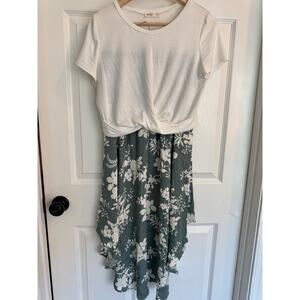 SOZY Kendall Crop Top Luxe Ivory | MIA Midi Skirt  Sage Combo Outfit LARGE NWOT